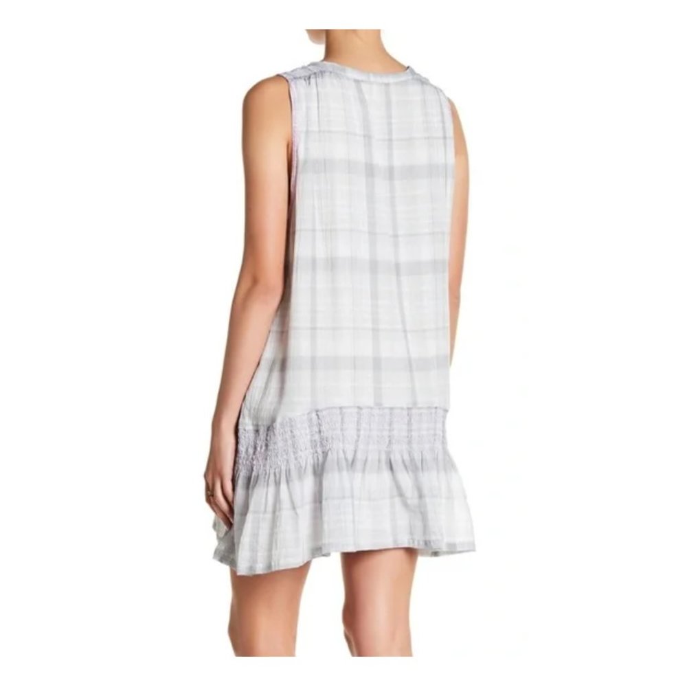 Free People Run With Me Plaid Embroidered Dress Size M - Picture 4 of 4